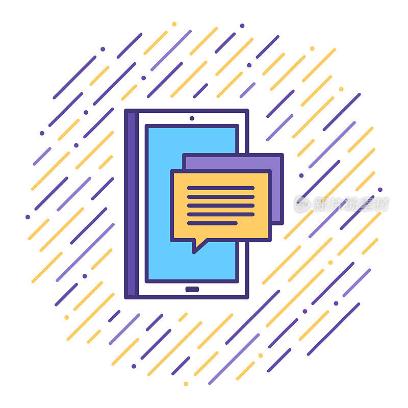 Text Messaging App Flat Line Icon Illustration